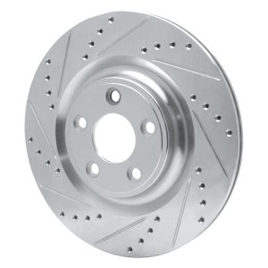 Jaguar F-Type Brake Rotor (1) - Rear Left - R1 Concepts - Drilled & Slotted - Silver - `14-`21